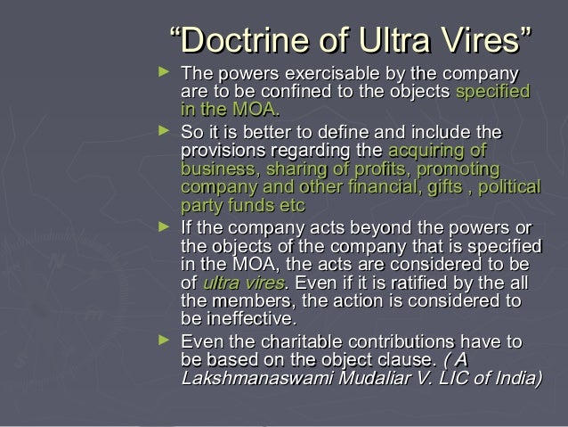 doctrine of ultra vires in company law